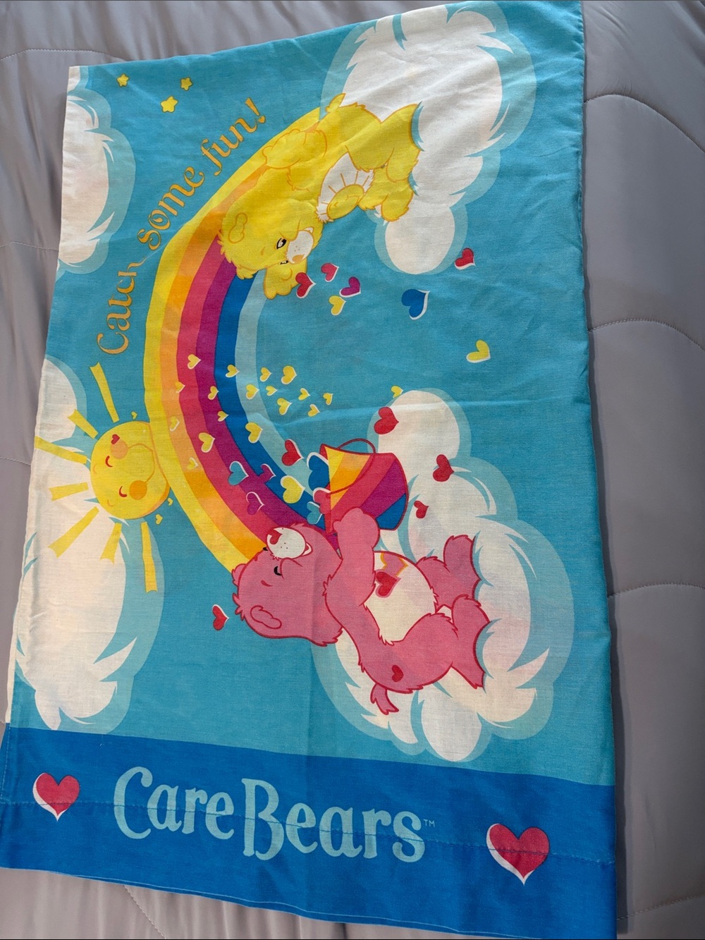 Care Bears Vintage Pillowcase Catch Some Fun